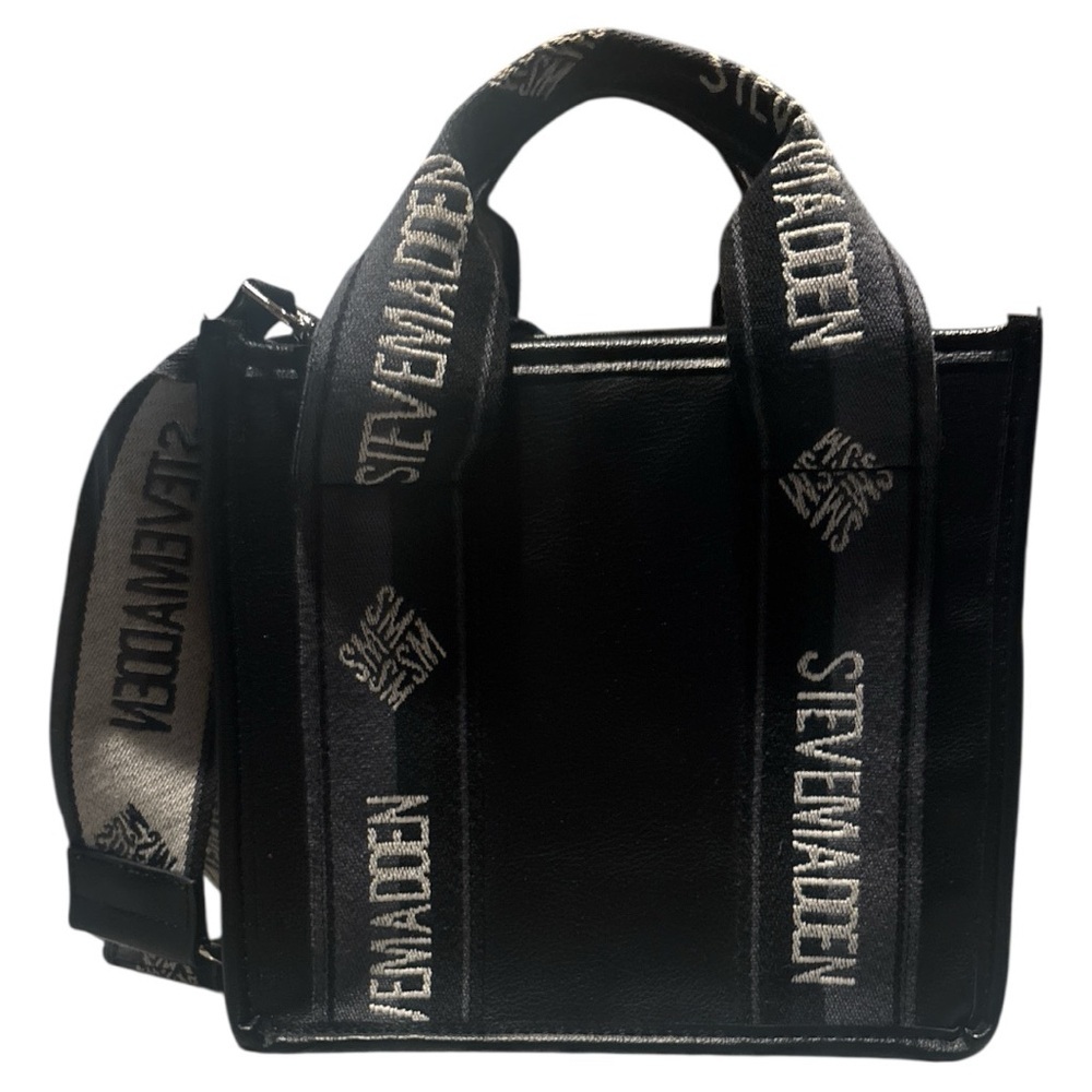 Steve Madden Black Messenger Bag with Modern Urban Design - Picture 2 of 5